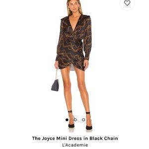 NWOT L'Academie The Joyce Mini Dress in Black Chain (small)
